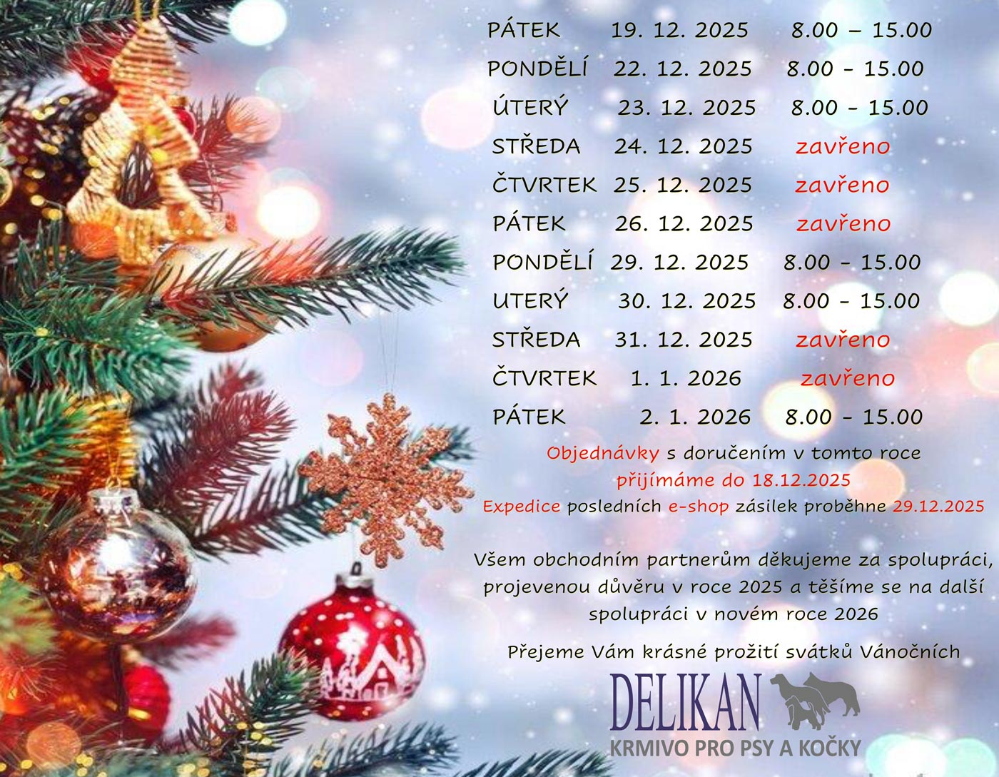 Vánoční otevírací doba